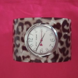 Betsey Johnson Leopard Cuff Bracelet Watch